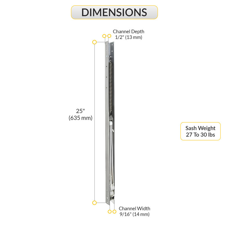 F7CF5F0451374995824CC09D18722FC9 Équilibre de rainure de fenêtre de 25 po de longueur de 27 à 30 lb en aluminium