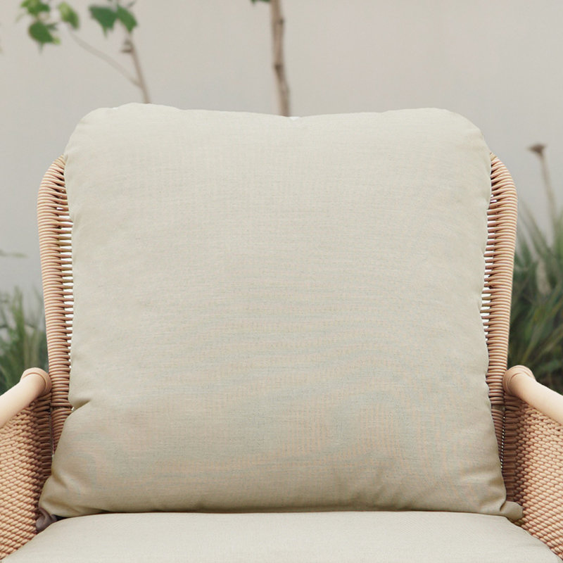 Ensemble de 2 chaises berçantes d'extérieur en rotin pour patio, Beige