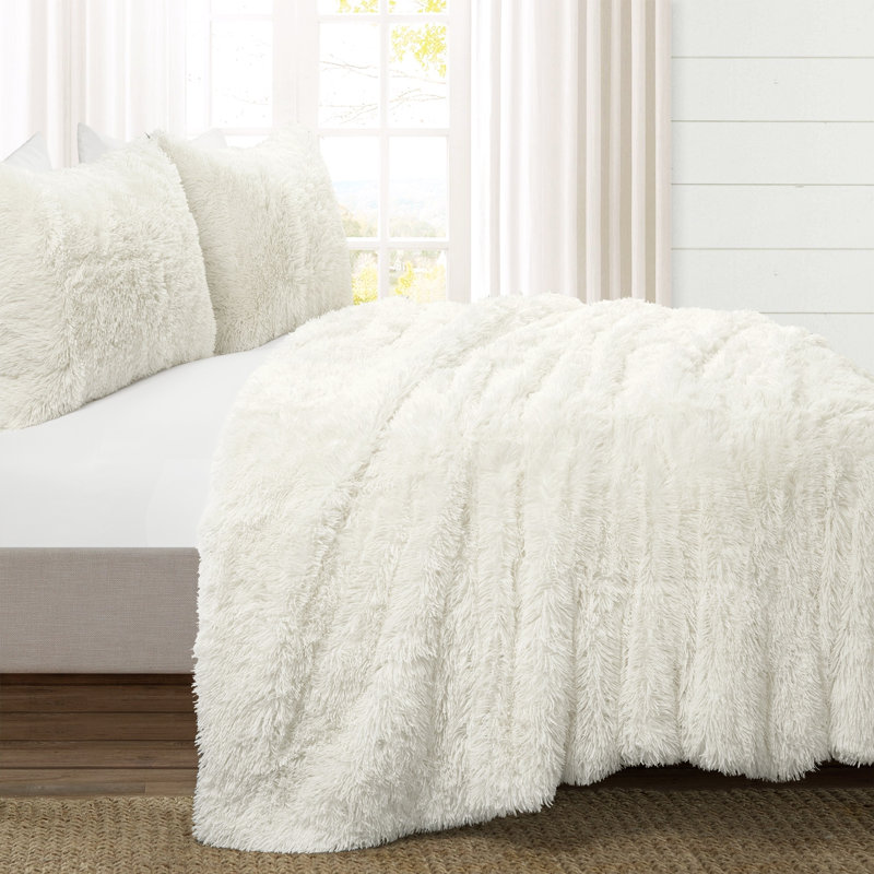 Microfiber 2 Piece Comforter Set, Ivory, Full/Queen