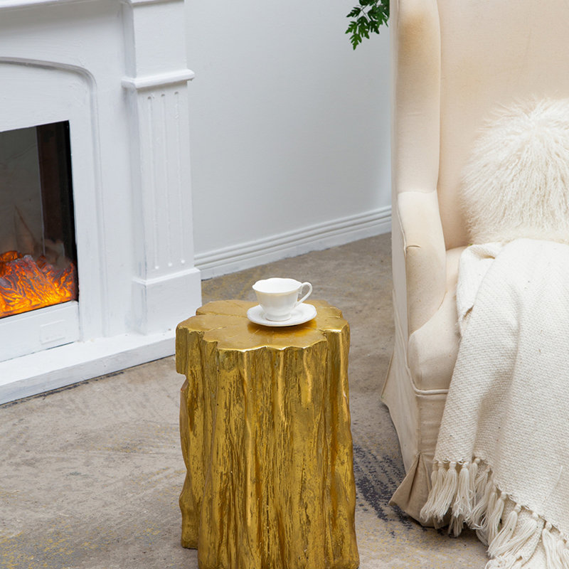 Tree Trunk Stool, Distressed Accent Side Table