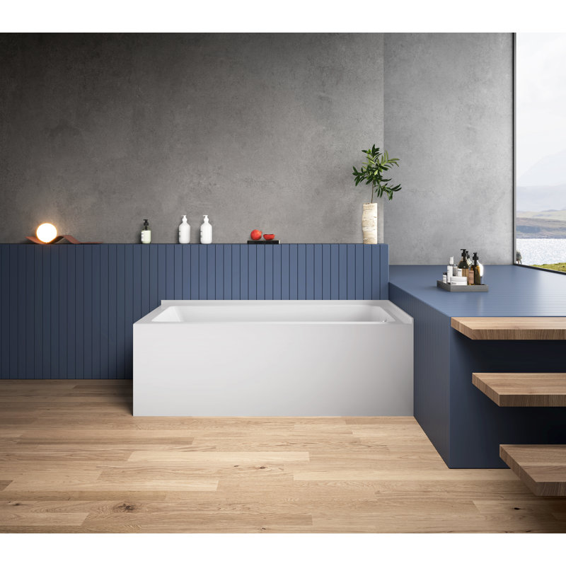 Kingston Brass Aqua Eden 60-Inch Acrylic Rectangular 2-Wall Corner Alcove Tub, Hand Drain, Right