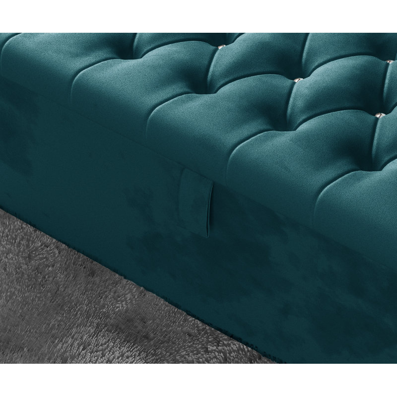 Akilia 102cm Wide Tufted Rectangle Storage Ottoman with Hydrolic Arm, Mallard