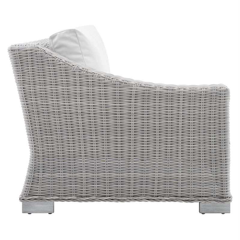 Fauteuil d'extérieur gauche en rotin Conway, Blanc