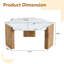 Table basse hexagonale de 31 pouces de style moderne avec surface en marbre blanc W1151138529