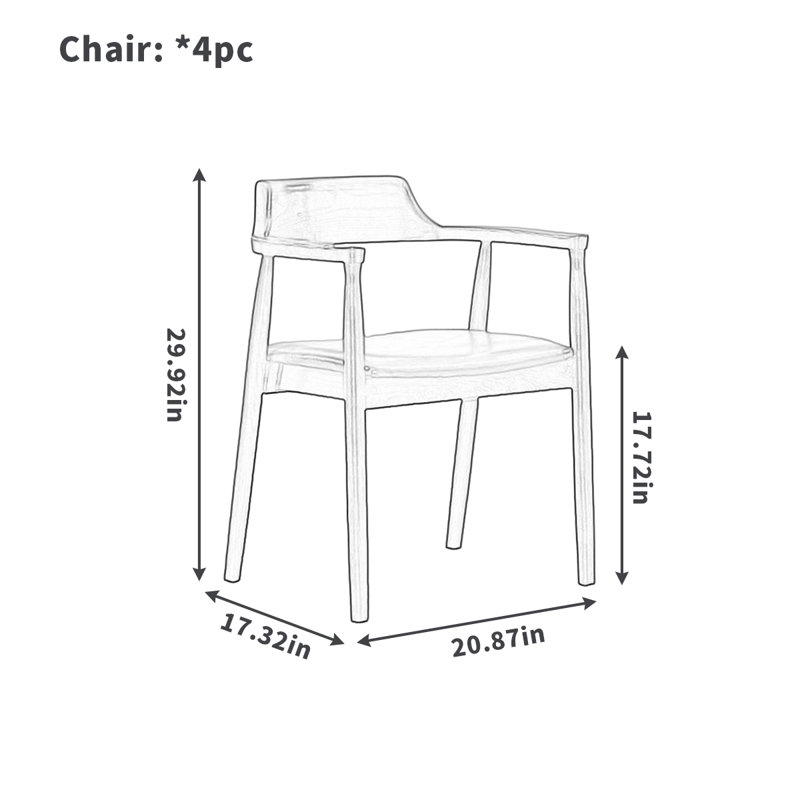 Chaise de salle à manger en bois massif, Brun, Gris crème