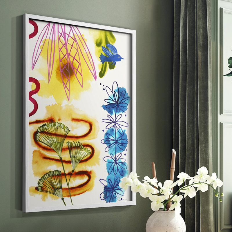 Flower Power I, reproduction encadrée - bois massif, Cadre simple blanc, H 14 po x l 11 po