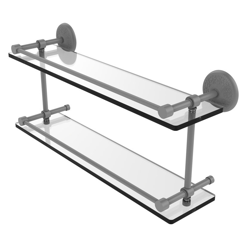 Tilney 2 Piece Tiered Shelf, Matte Gray, 8" H x 22" W x 5" D