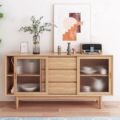 Modern Burlywood Solid Wood Sideboard