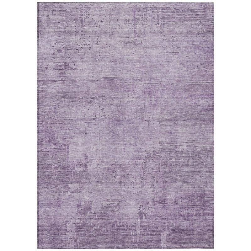 Lavender Flat Woven Rectangular Synthetic Washable Rug 3' x 5'