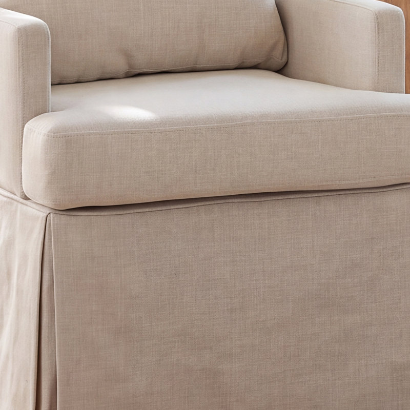 Chaise de salle à manger rembourrée avec roulettes, Beige