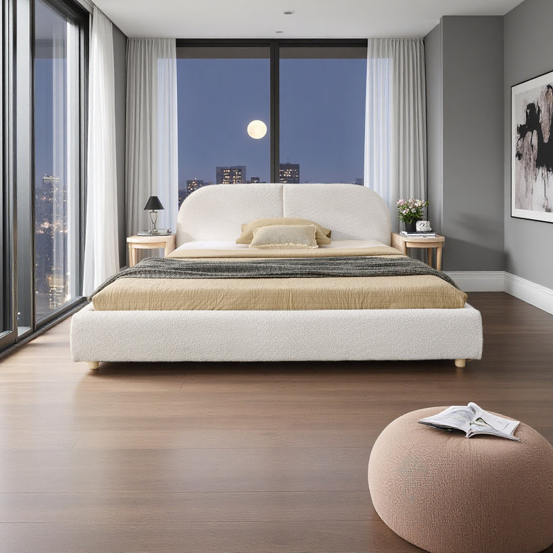 Base de lit tapissier grand, Beige