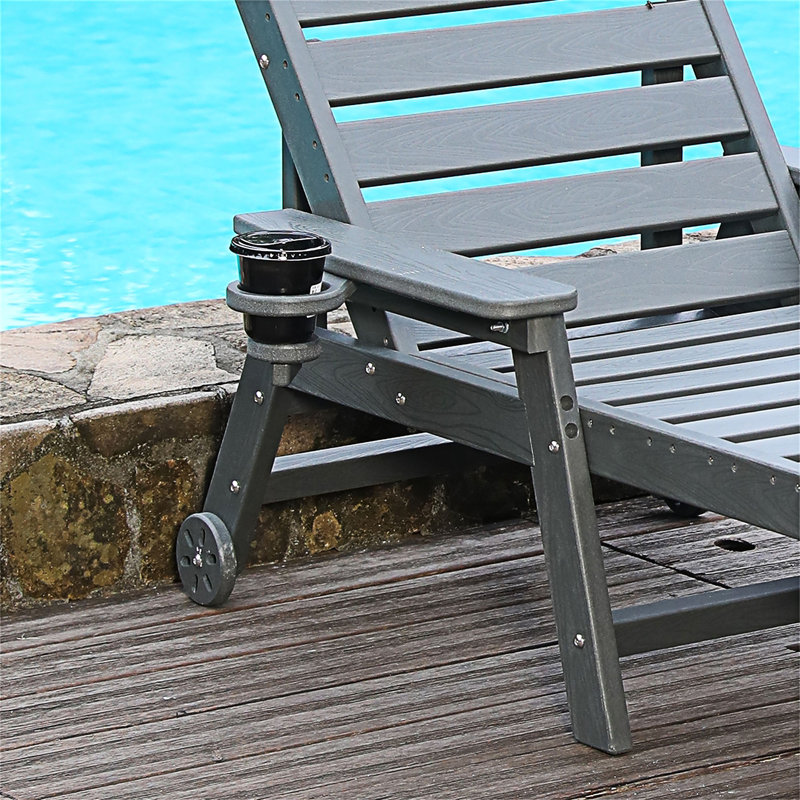 Outdoor Chaise Lounge Chair With 4-Position Adjustable Backrest, Gray