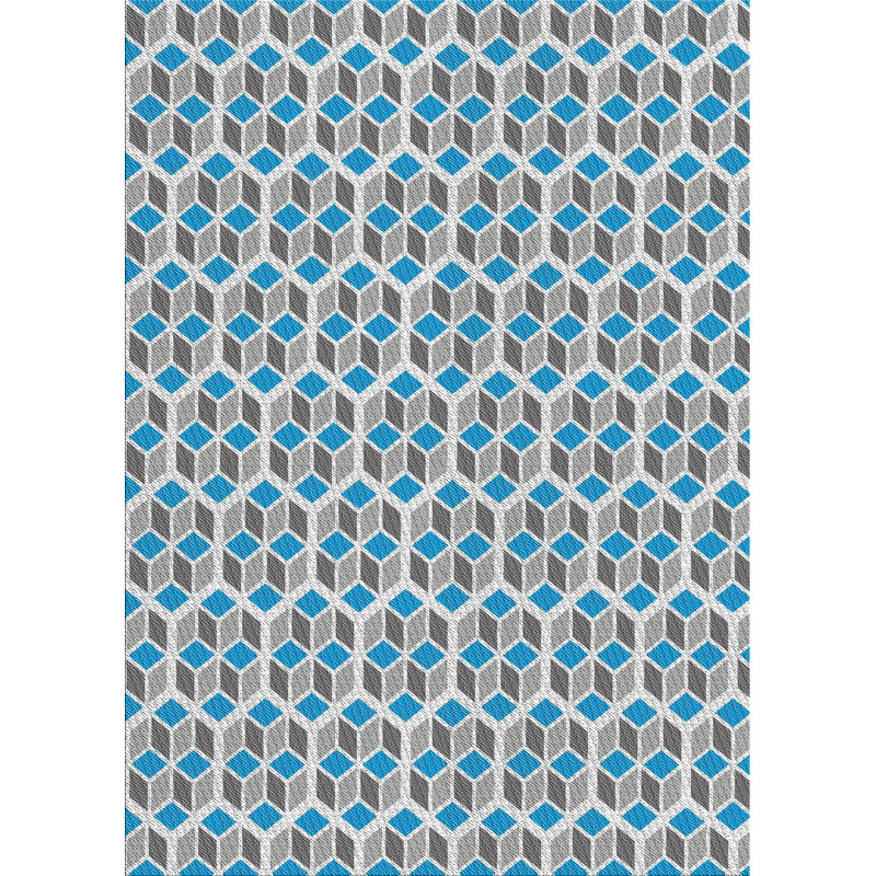 Tapis gris/bleu ciel à motifs, Rectangle 7 pi x 9 pi