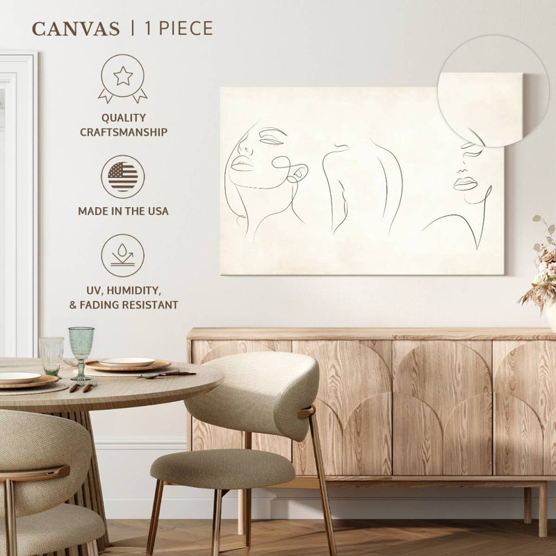 «One Line Woman», reproduction sur toile, H 24 po x l 36 po x P 1,25 po