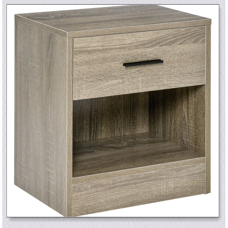 Table d'appoint, petite table de bout avec tablette de rangement et tiroir, table de chevet moderne pour la chambre à coucher