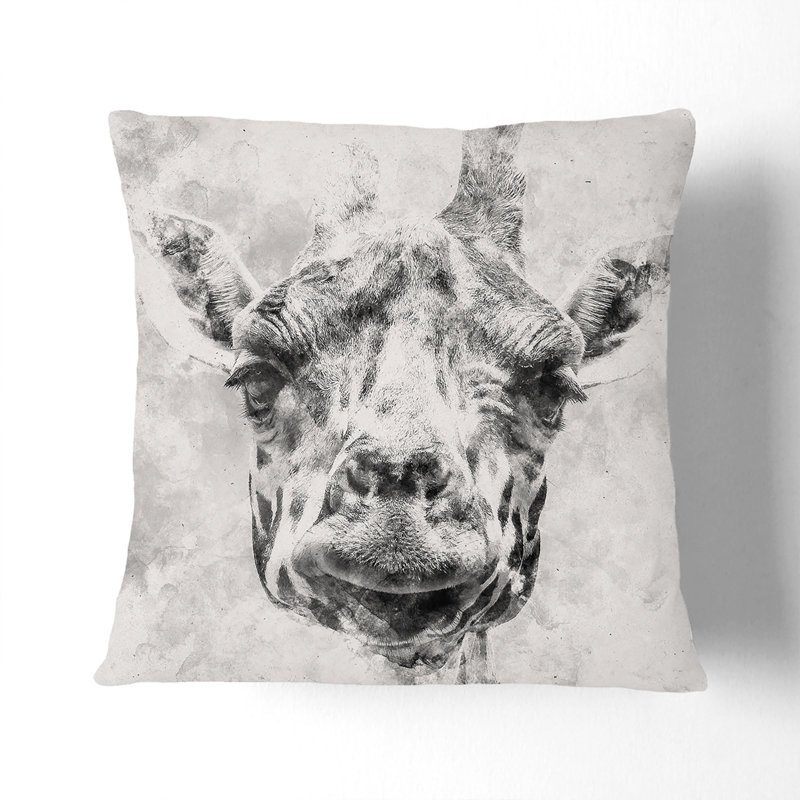Wonderful Giraffe Cushion with Filling, White, 40cm H x 40cm W x 15cm D