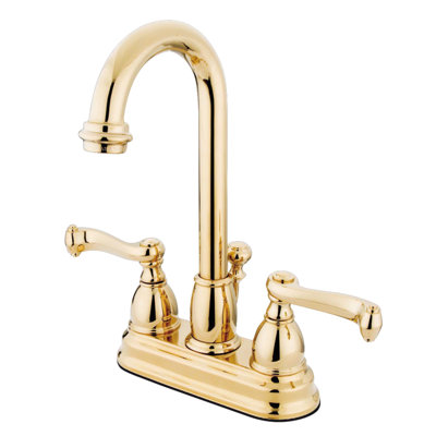 Kingston Brass Royale Two-Handle 3-Hole Deck Mount 4" Centerset Bathroom Faucet with Plastic Pop-Up