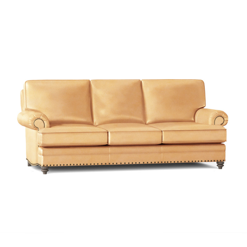 Carrado Leather Sofa, Anilina Hunter Genuine Leather, Stone, French Natural