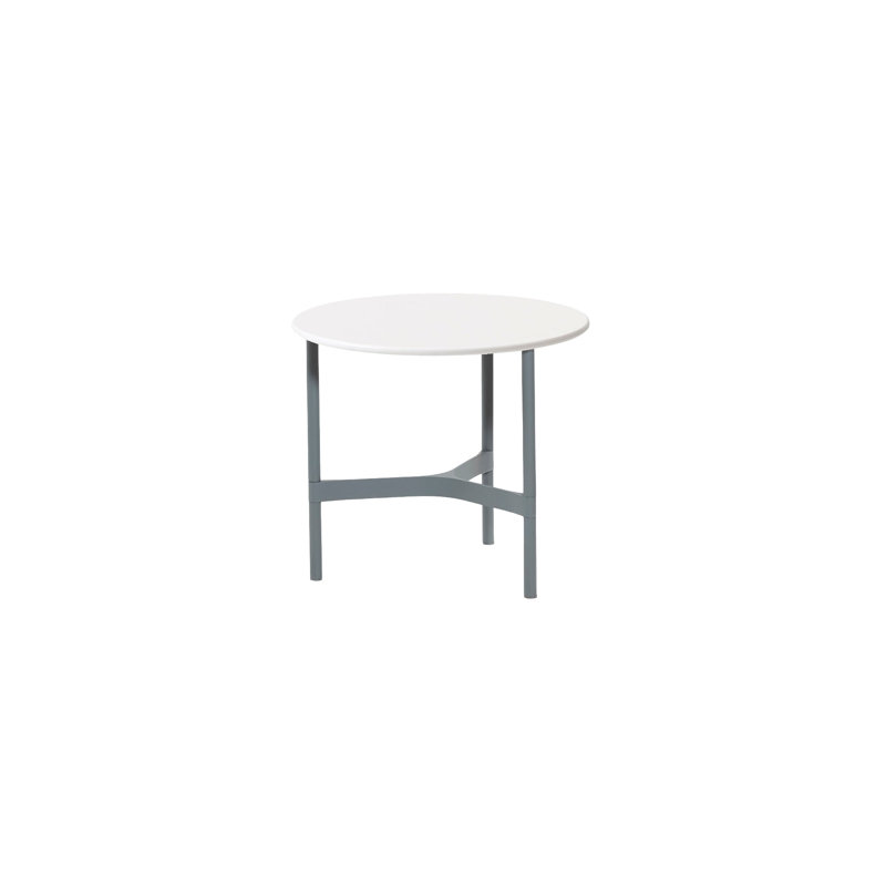 Twist Outdoor Round Teak Coffee Table, Lava Gray/Gray, 14.99" H x 17.8" W x 17.8" D