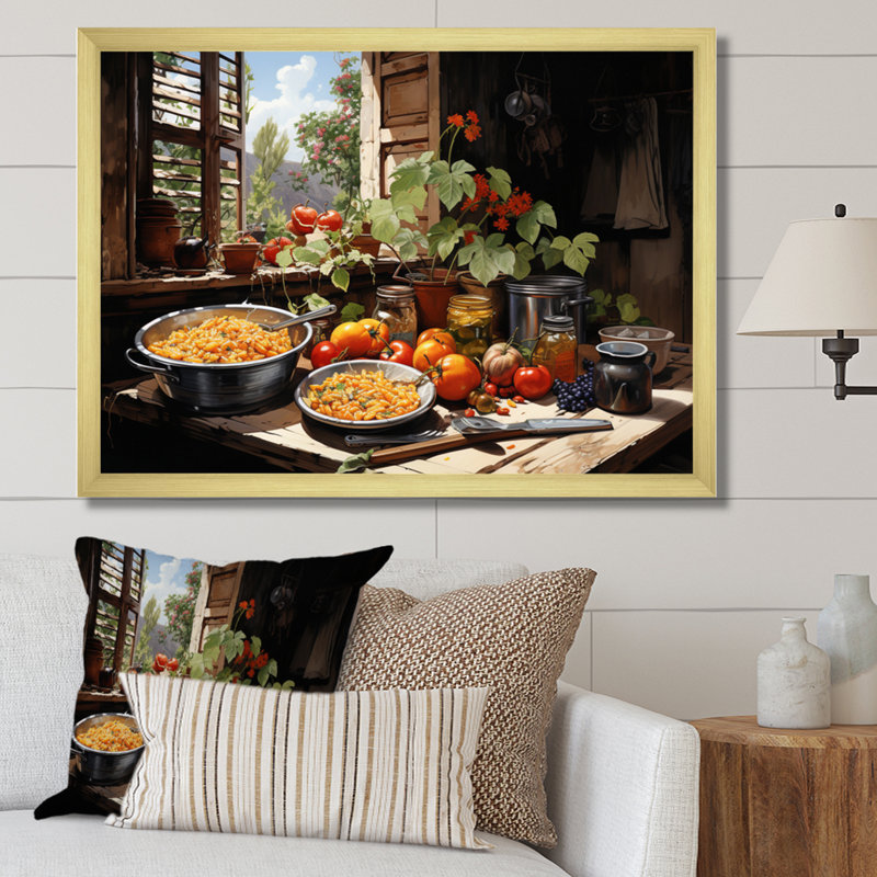 Cuban Cuisine Flavourful III - Cuba, art mural paysage, Cadre doré simple, H 16 po x l 32 po x P 1 po