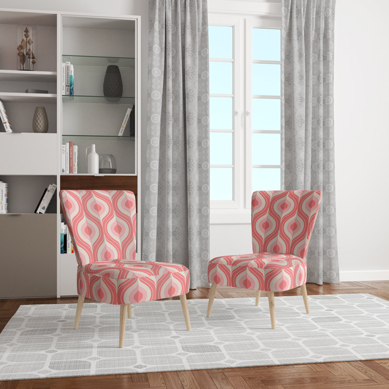 Upholstered Floral Side Chair - Modern floral Accent Chair, Floral Pink Polyester Blend 4