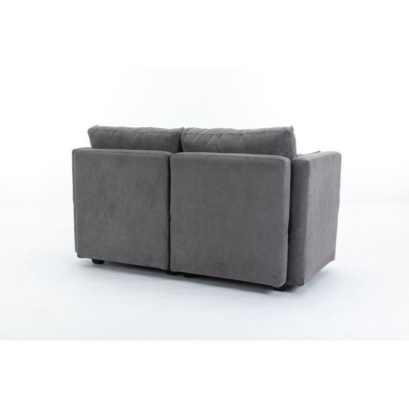 Causeuse modulaire avec repose-pieds double Calkins, Gris foncé