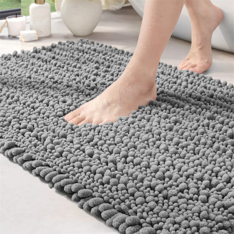 Ridhawn Chenille Non-Slip Bath Mat, Grey