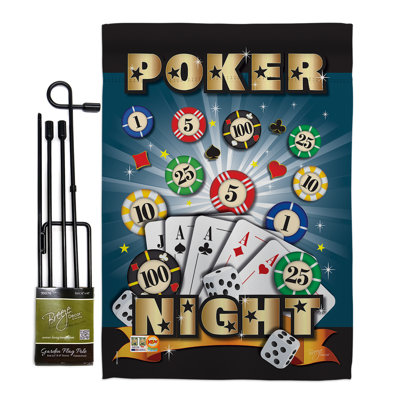 « poker night interets », impression de 2 côtés en polyester 19 po x 13 po ensemble de drapeau