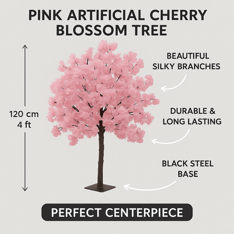 12cm Faux Cherry Blossom Tree in Freestanding, Pink
