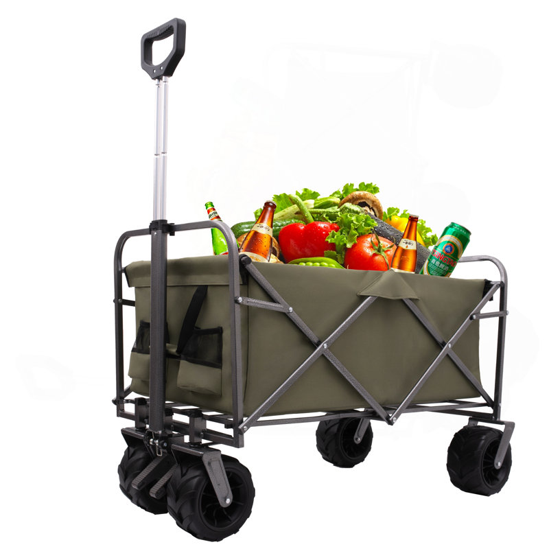 Chariot de plage portatif pour enfants, Vert d’armée