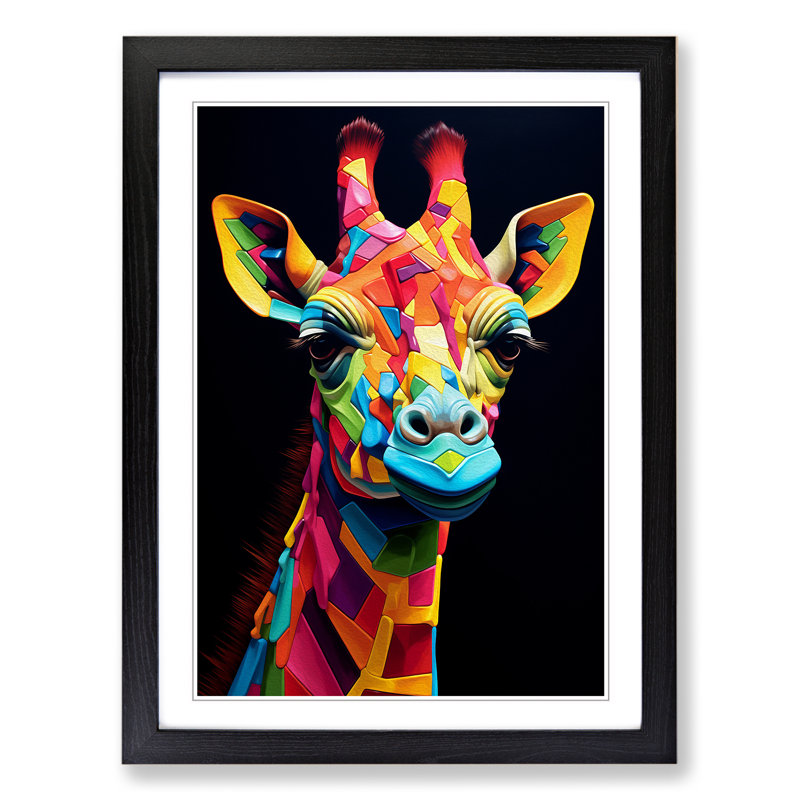 Giraffe Orphism No.2 - Framed Print, Black, 64cm H x 46cm W x 2cm D