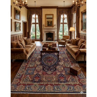 One-of-a-Kind 9'7" X 12'3" 1970s Wool Area Rug in Navy Blue