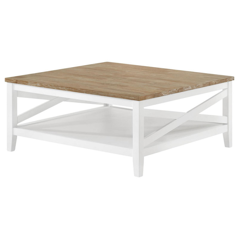 Table basse carrée brune et blanche Wacissa