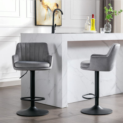 Anji Swivel Adjustable Height Bar Stool -  Everly Quinn, FFD610F2C0C941F28356E74D36FF2536