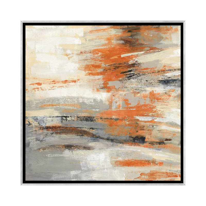 «Golden Dust Crop Orange» par Silvia Vassileva - reproduction d'art, H 18 po x l 18 po, Toile encadrée, Argent argent