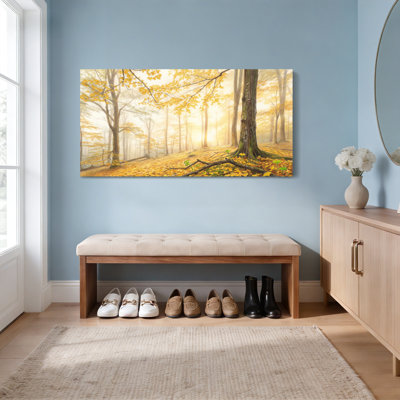 Ensemble de 1 tableau sur toile tendue représentant un paysage de forêt d'automne