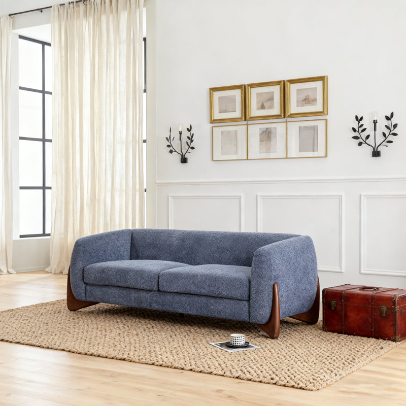 Canapé Boucle Sherpa pour le salon, Navy Blue