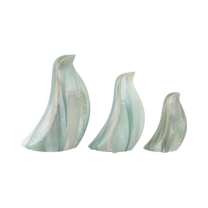 Ivy Bronx 3-Pieces Corvallis Bird Statuary, 8" H X 6" W X 6' D, Blue