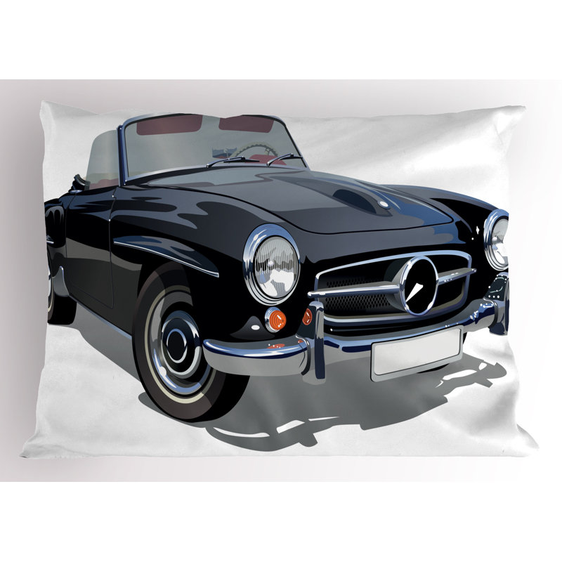 Ensemble de 2 taies décoratives Ambesonne Cars - véhicule rétro classique - gris pâle / blanc, H 20 po x l 30 po