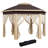 13' X 13' Pop Up Gazebo, Hexagonal Canopy Shelter With 6 Zippered Mesh Netting, Event Tent With Strong Steel Frame For Patio, Backyard, Garden, Wedding, Party, Beige