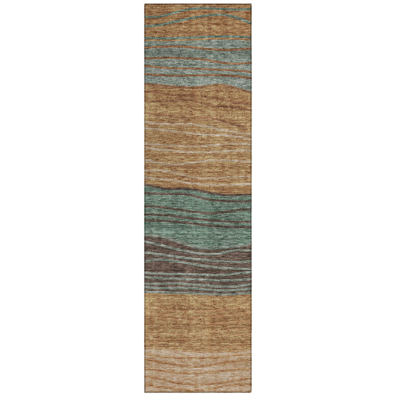 Washable Striped Indoor / Outdoor Rug, Runner 2'3" x 7'6"