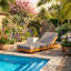 Chaise longue réglable en bois d'acacia Christopher Knight Home l 27,2 po x P 76,8 po x H 5,9 po