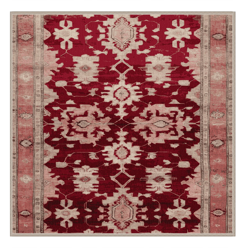 Machine Washable Overdyed Beige Area Rug, Square 6'