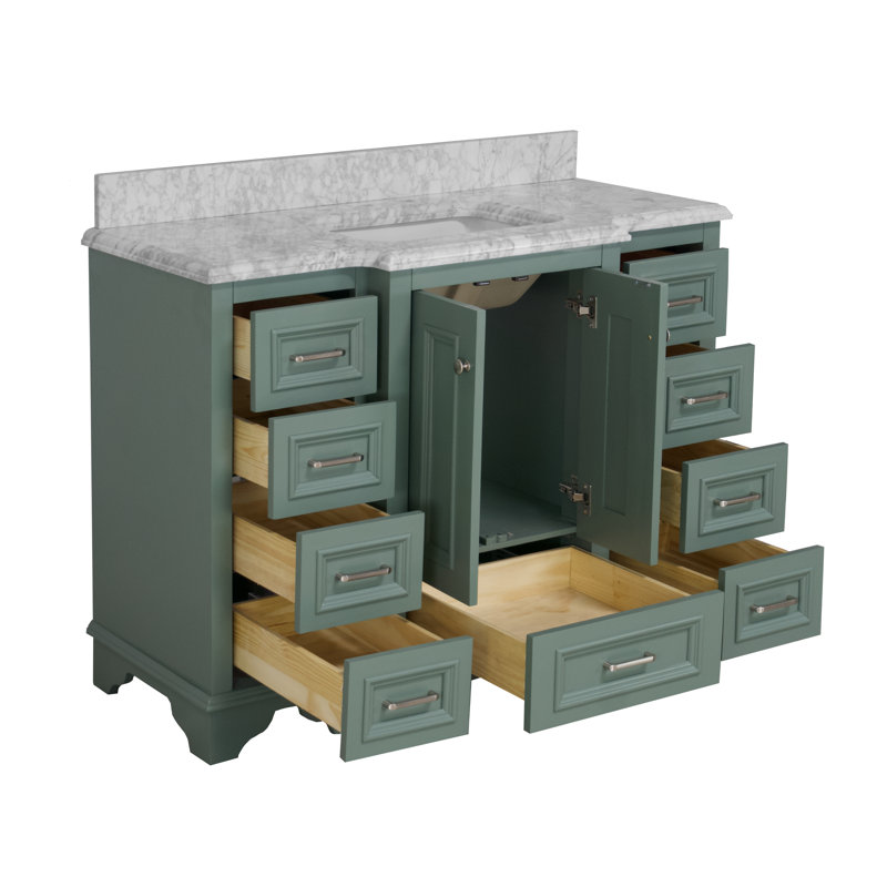 Ensemble de meuble-lavabo simple 48 po Loughlam, Marbre de Carrare, Vert sauge