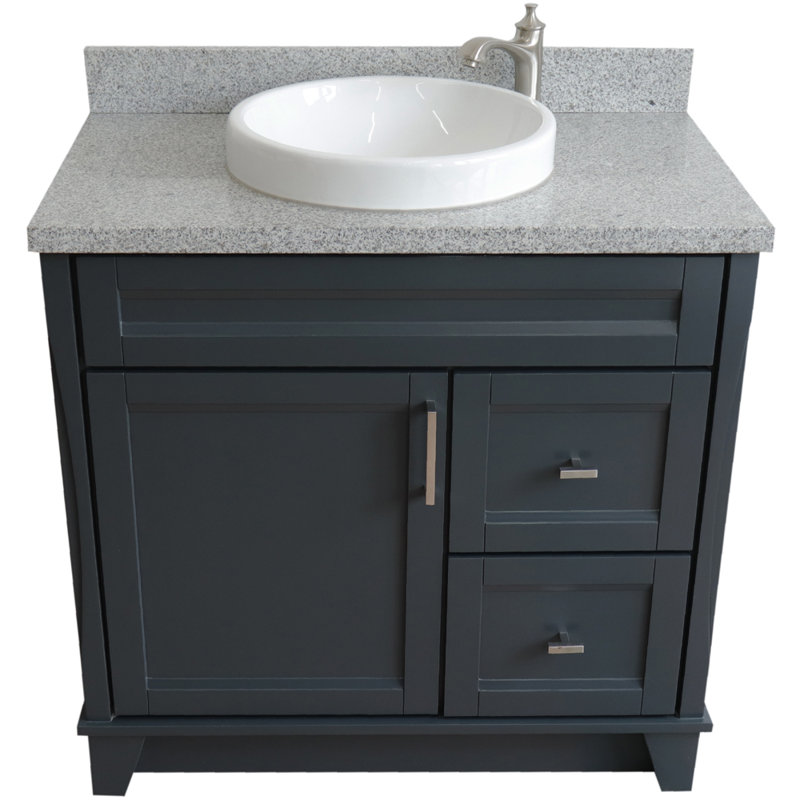Ensemble de meuble-lavabo simple 37 po Dilsey, Granite, Gris foncé
