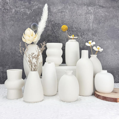 Ensemble de vases en céramique blanche de 10 petits vases à fleurs en céramique