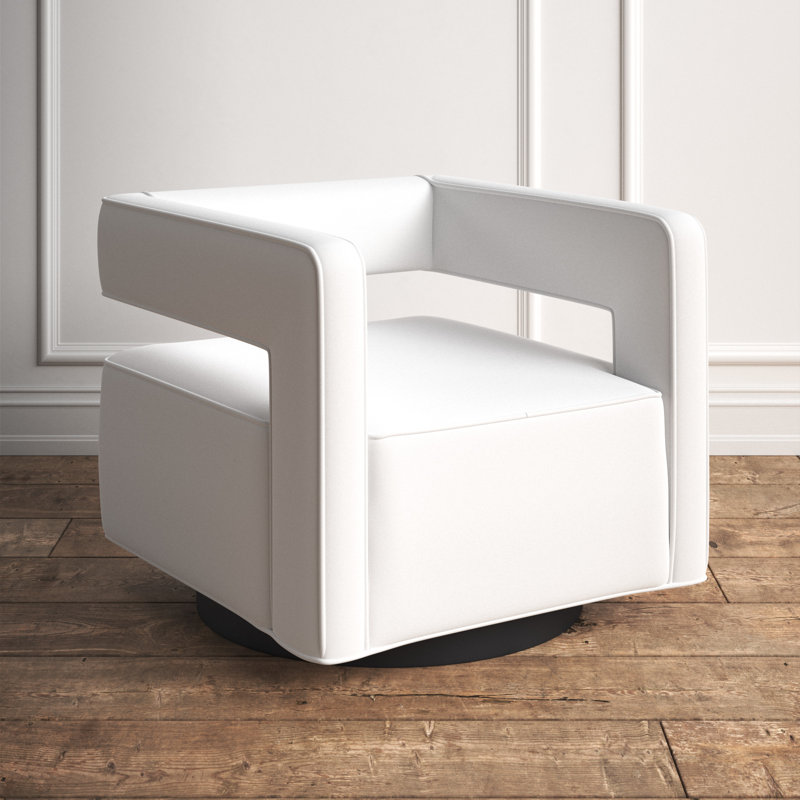 Booth Performance Velvet Swivel Armchair, White