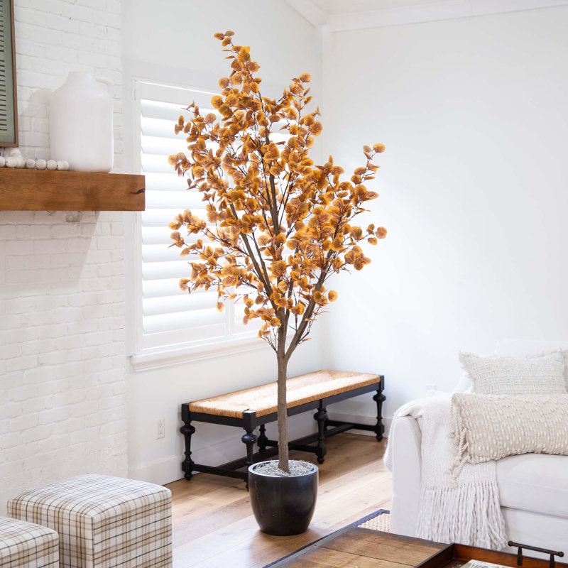 Arbre d'eucalyptus artificiel automne automne, H 96 po x l 46 po x P 46 po