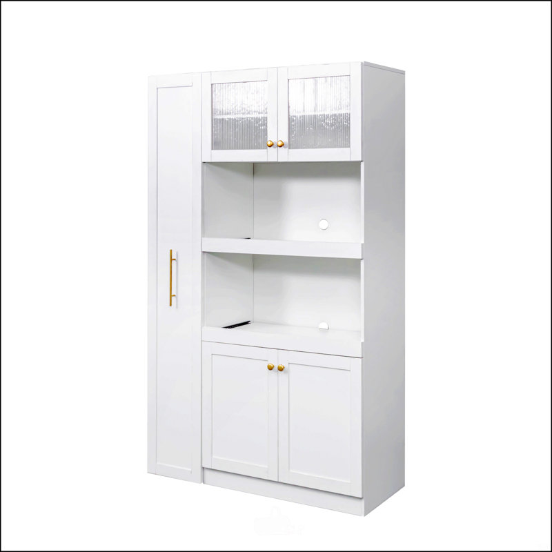 Kitchen Pantry Cabinet With Multi-Functional Pull-Out Multi-Tier Storage Shelf