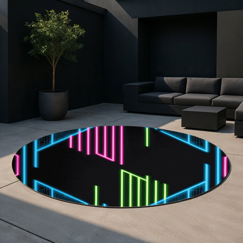 Electric Gradient Indoor And Outdoor Area Rug, Round 5'